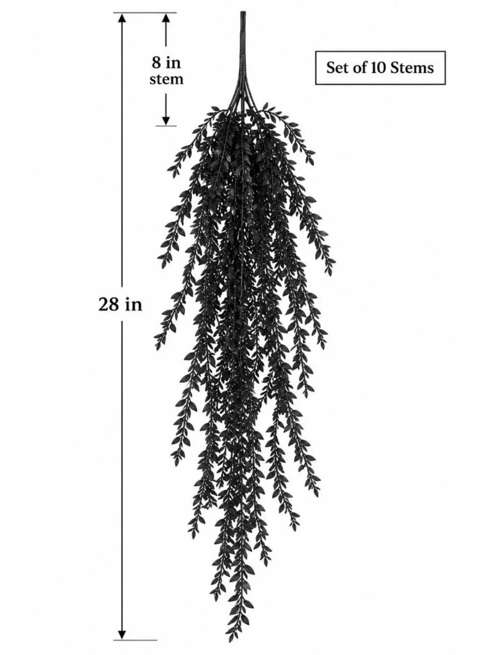 Black Hanging Vine 10 Stem Gothic Halloween Greenery 28 Inch Faux Trailing Plant